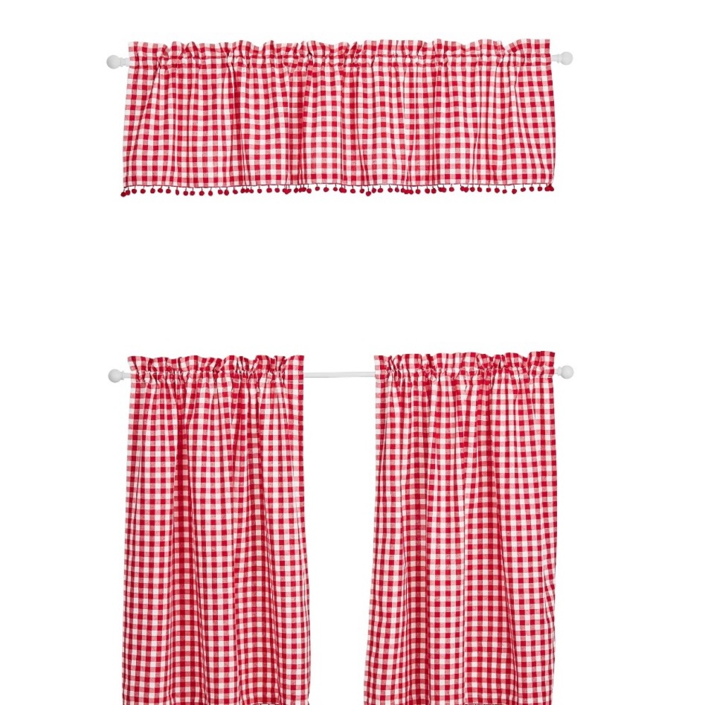 Pioneer Woman red checked cafe curtains